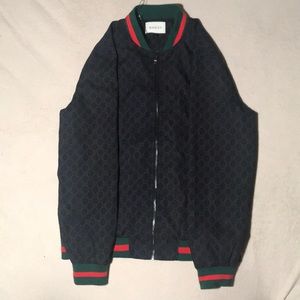 Black Gucci Bomber Jacket With Reduced Monogram
